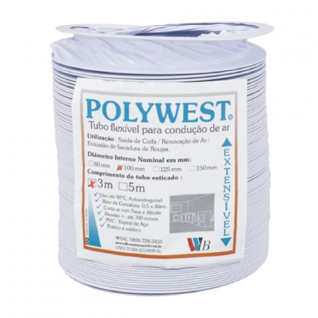 TUBO FLEXIVEL SAIDA SECADORA 100MM X 3M POLY WEST